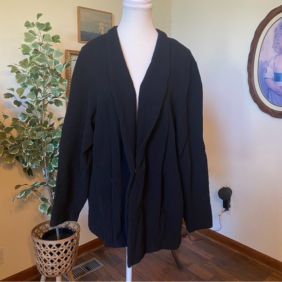 Eileen Fisher • Black Textured Knit Jacket Blazer • Open Front • Plus Size 3X - Picture 1 of 7